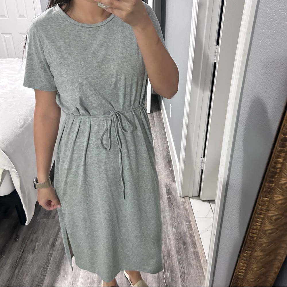SHEIN GRAY DRESS WITH  WAIST STRING